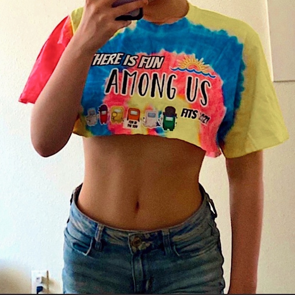 CUSTOM MADE • Tie-Dye Among Us Crop Top 🤍